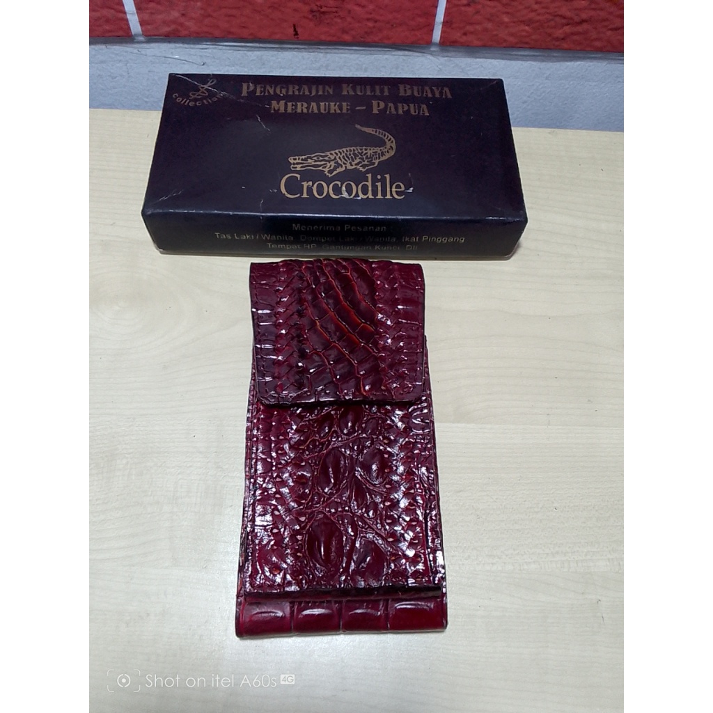 Sarung HP Pinggang Bahan Kulit Buaya Asli