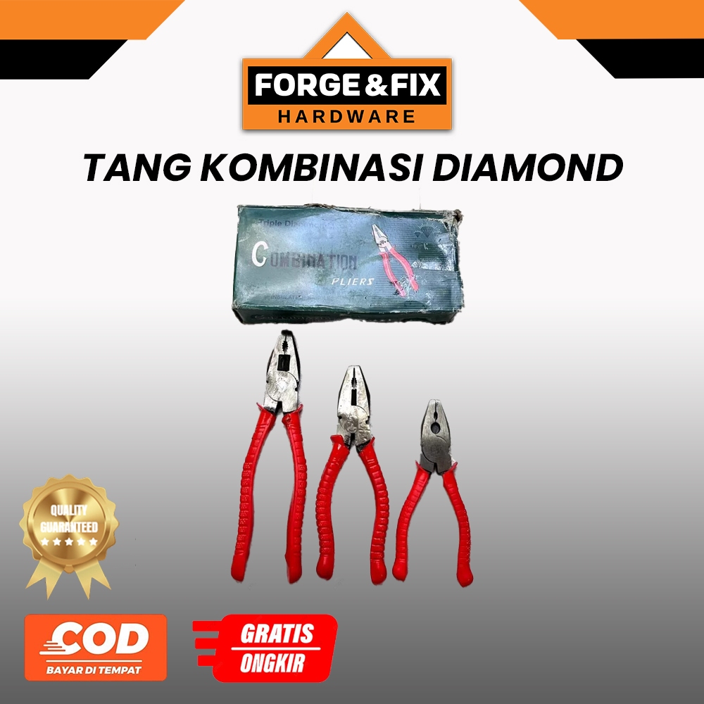 DIAMOND / MAJESTY / RRT Tang Kombinasi / Potong Gagang Karet Combination Plier 6 7 8 INCH