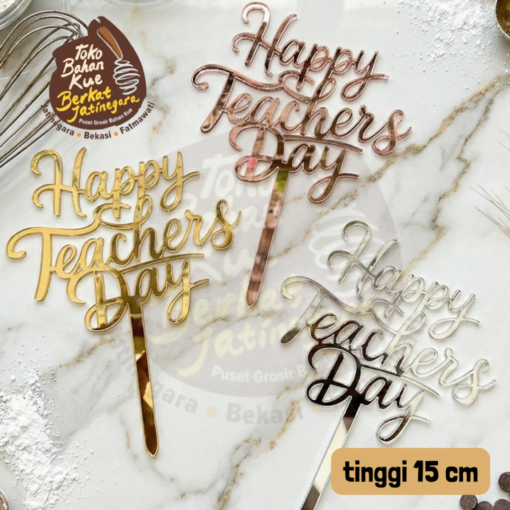CAKE TOPPER HAPPY TEACHER DAY / TOPPER CAKE MIROR BESAR /HIASAN KUE