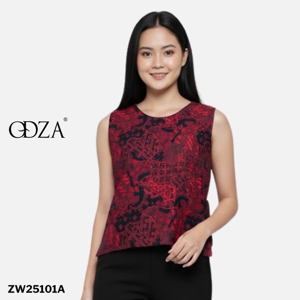 Odza Rompi Batik Tali Baju Atasan Outer Vest Wanita Kombinasi Allsize Merah Maroon Imlek Natal Param