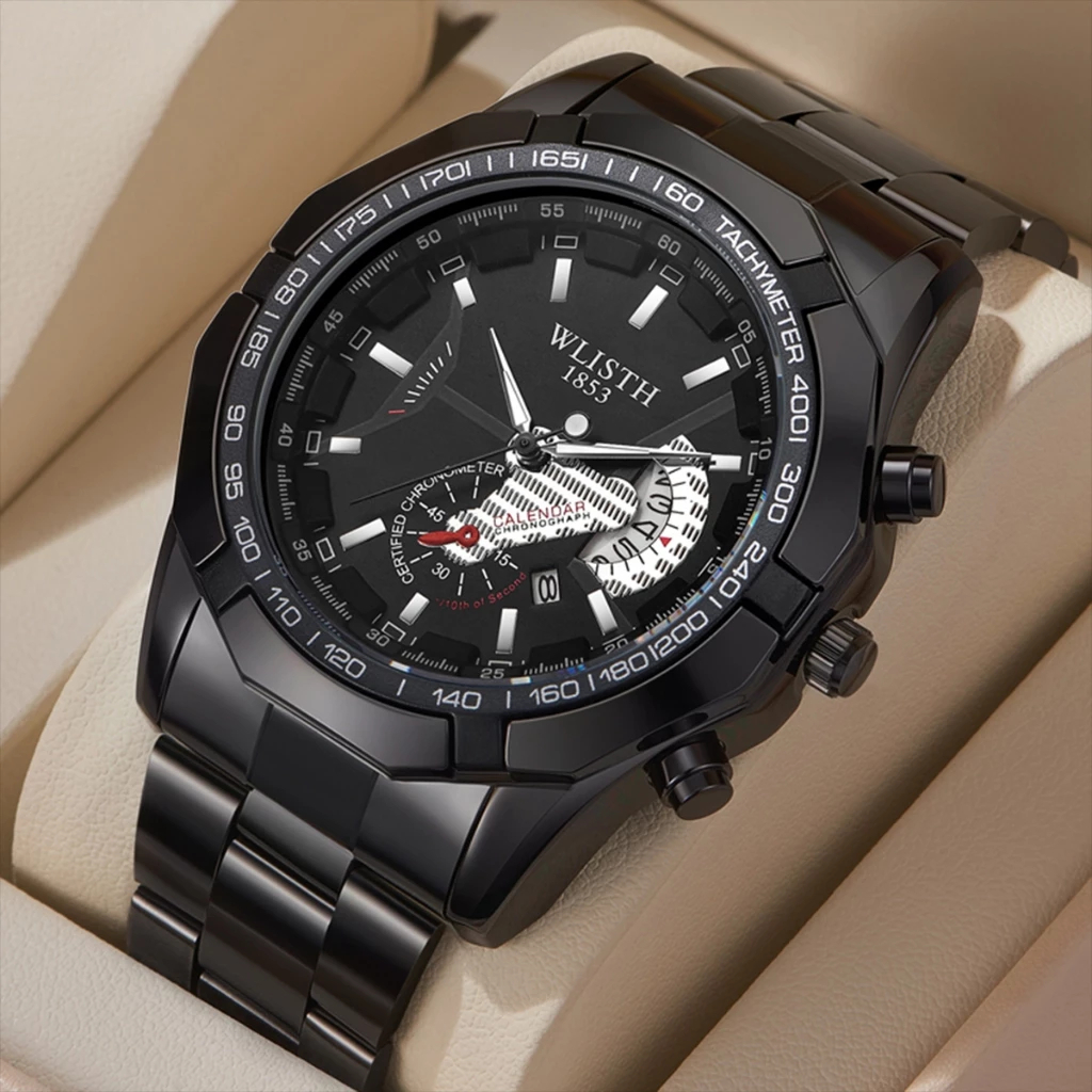 Wlisth S6138 Jam Tangan Pria Stainless Steel Sport Quartz Original Waterproof