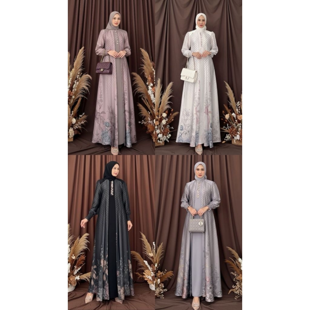 Aurora dress by jemia//dress set hijab terbaru mewah