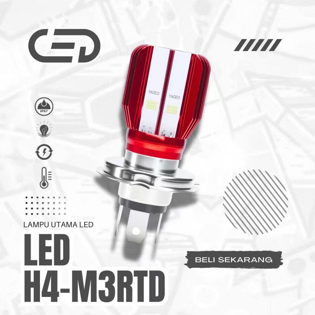 CED Lampu LED Utama H4-M3RTD – 1800LM CSP LED 6500K SUPER TERANG | AC/DC 8-80V IP67