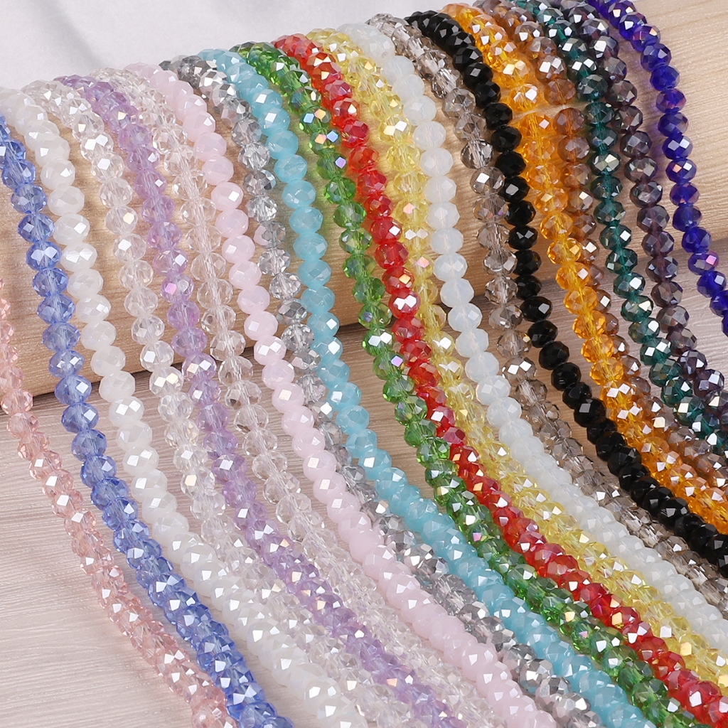 [Daidifen] Manik Kristal Facet Bulat 2/3/4/6/8mm Warna-Warni - Manik Kaca Potong untuk Kalung & Gela