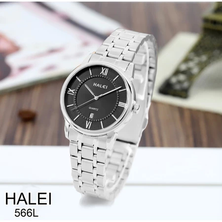 Jam Tangan Halei 566L Original Wanita Analog Jarum Rantai Stainless Steel Cewek 566 Fashion Japan