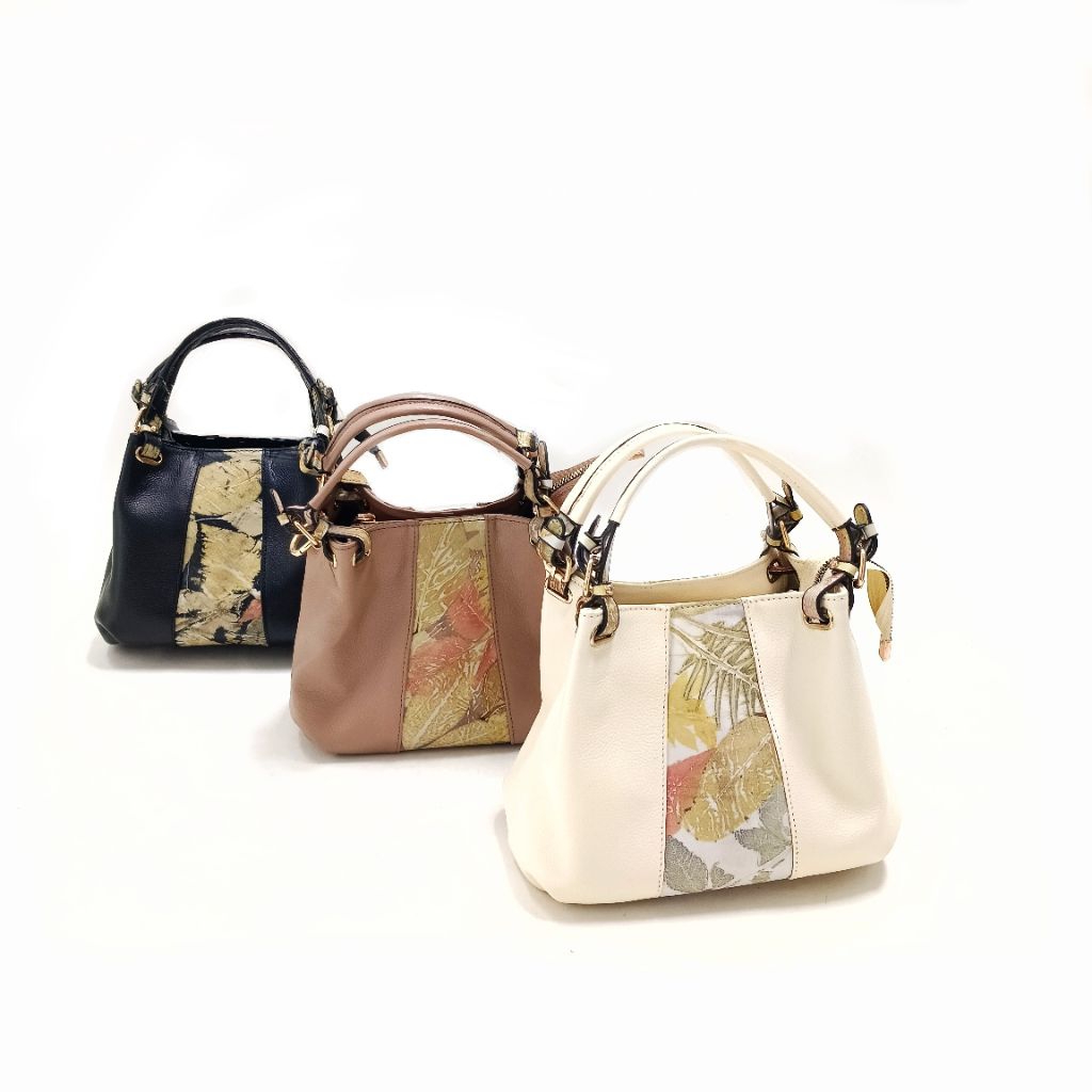 Tas Kulit Wanita Asli Ecoprint Model Selempang Bahu Jinjing Leather Bag Sapi Garut Papirut Handmade