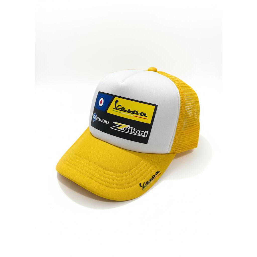 Topi Trucker sport pria wanita Racing Vesva Dewasa Premium Kuning