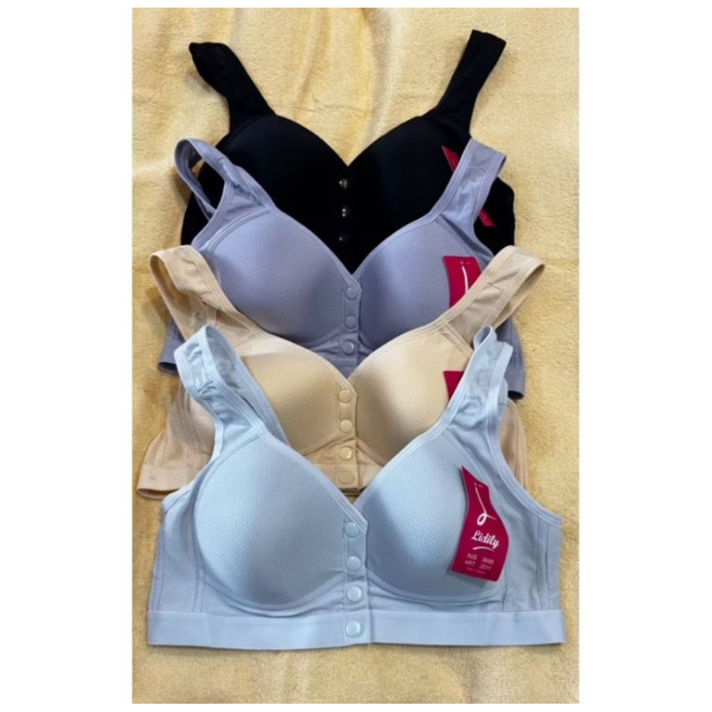 LIDILY - BH Push Up Tanpa Kawat Kait Depan | Bra Cup B Busa Tipis Breathable  BH F2011