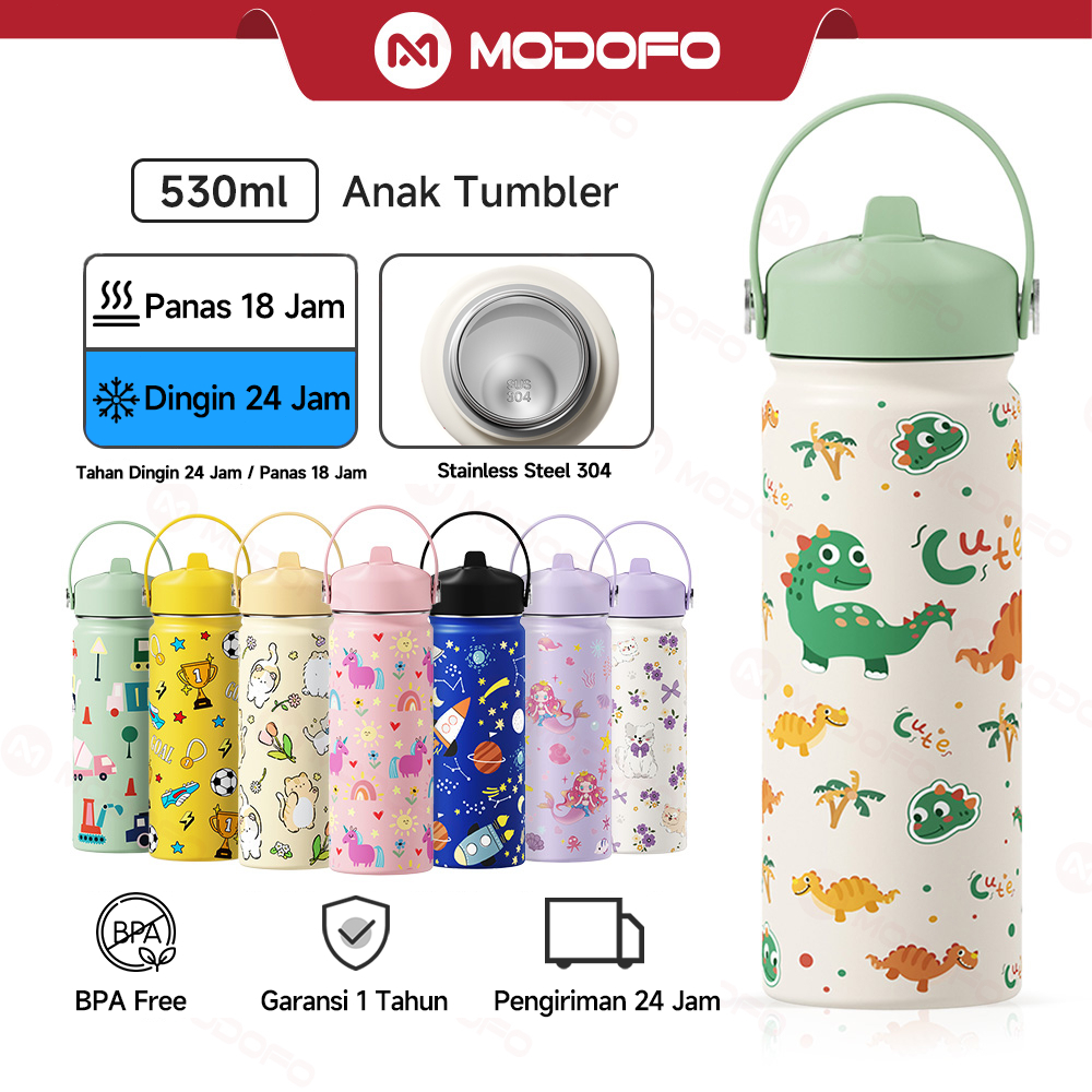 MODOFO Tumbler Stainless 530ml Botol Minum Anak BPA Free Tumbler Tahan Panas Dingin 24 Jam Tumblr Ae