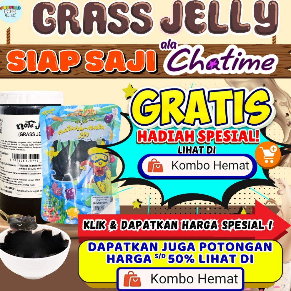 GrassJellyCincauAlaChatimeAndalan GOLDEN STRAW Sedotan Boba Big Straw - Grass Jelly Ala Chatime 1 KG