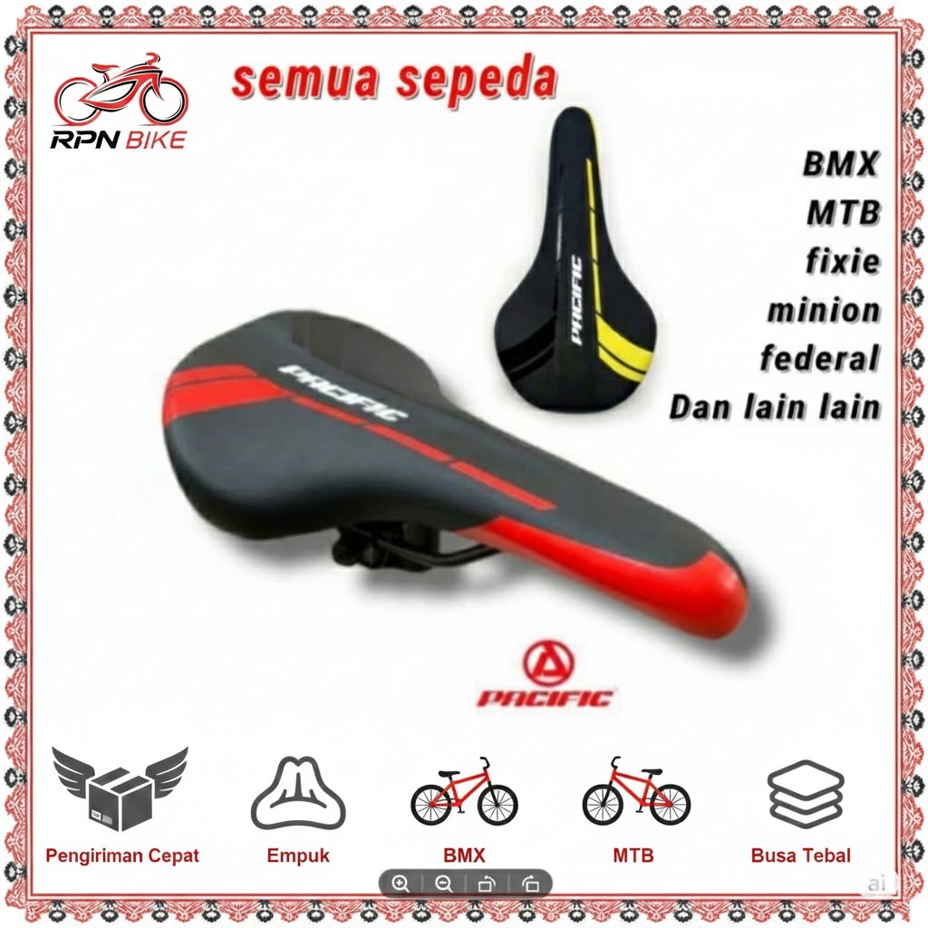 jok sepeda BMX MTB PACIFIC empuk tebal / Sadel sepeda mtb pacific cocok untuk semua sepeda