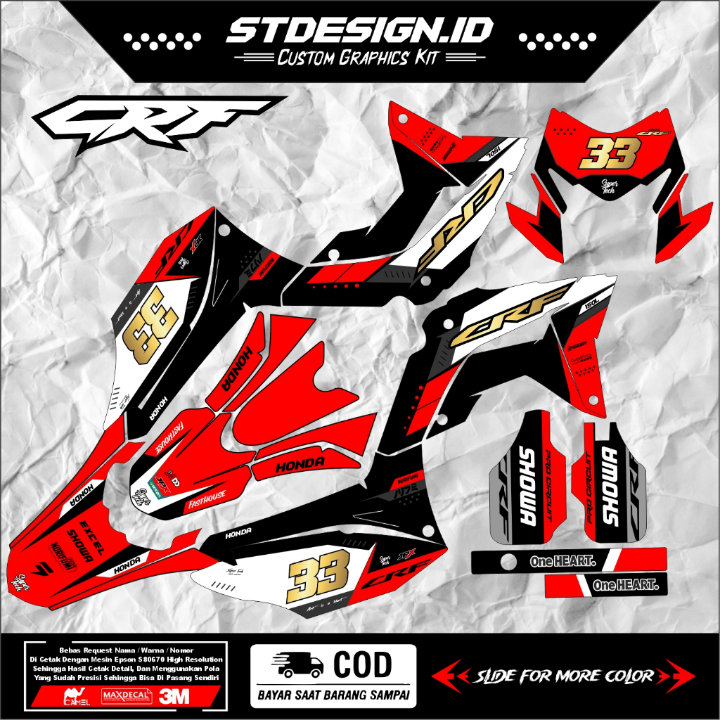 STICKER CRF 150 FULL BODY / DECAL CRF 150 FULL BODY / DECAL CRF BIRU /MERAH HITAM