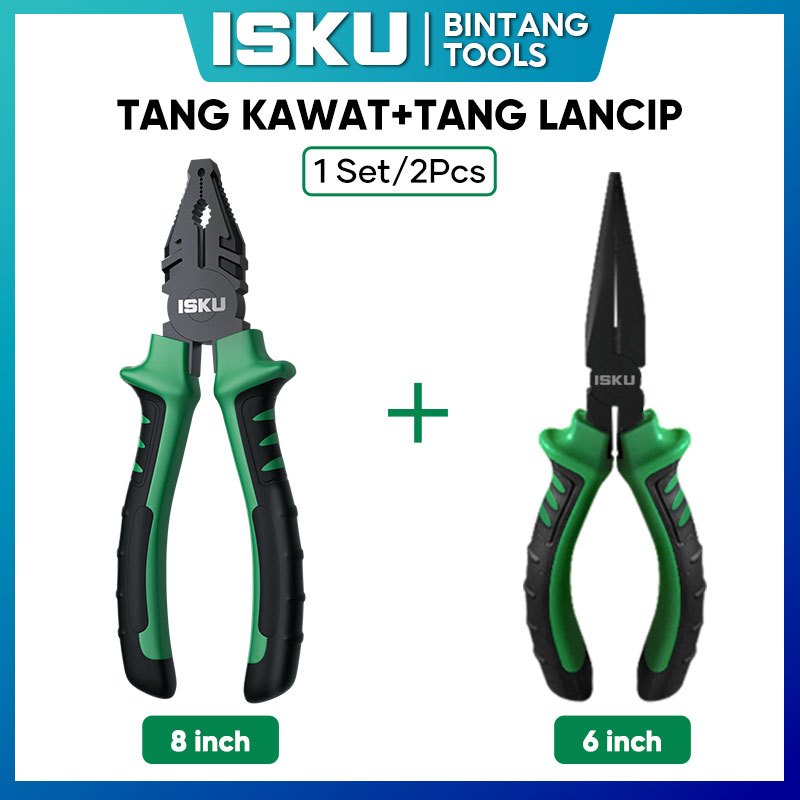 ISKU Tang Kawat Potong Tang Kombinasi Set Tang Pemotong Kawat Tang Kombinasi Multifungsi Tang Kecil 