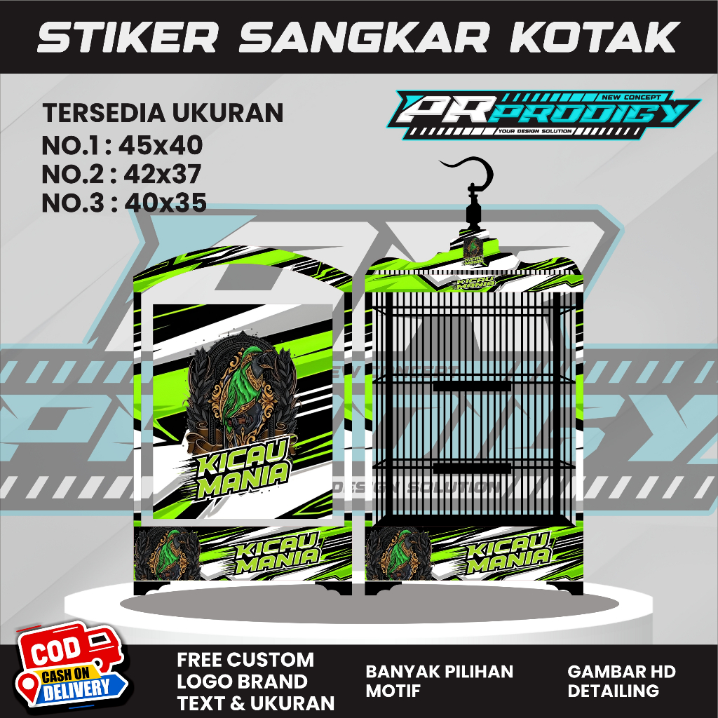 STICKER DECAL SANGKAR / KANDANG KENARI / MOTIF KICAU MANIA MERK EBOD ORIQ DIAMON BNR