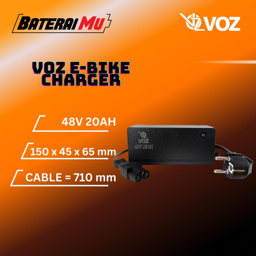 BateraiMu Voz Charger Sepeda Listrik 48V 20Ah | Charger E-Bike 48V 20Ah