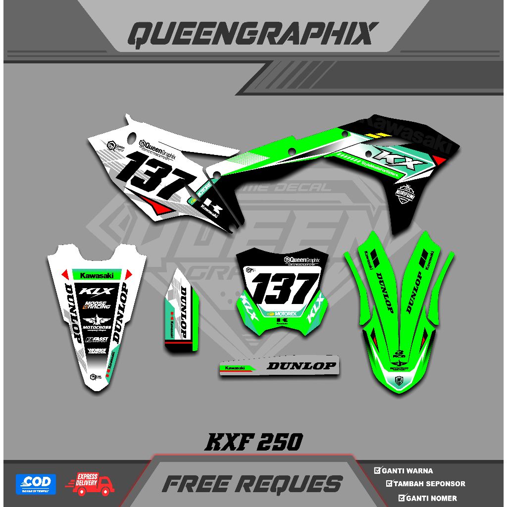 DECAL KX F 250, GTX  KX F 250 BISA CUSTOM DESAIGN NAMA, NOMOR, SPONSOR, WARNA (26)