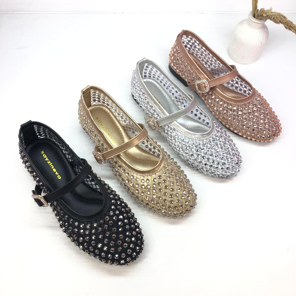 Kayzineva Sepatu Wanita Flat Shoes Ballerina Sepatu Korea Fuji Karet