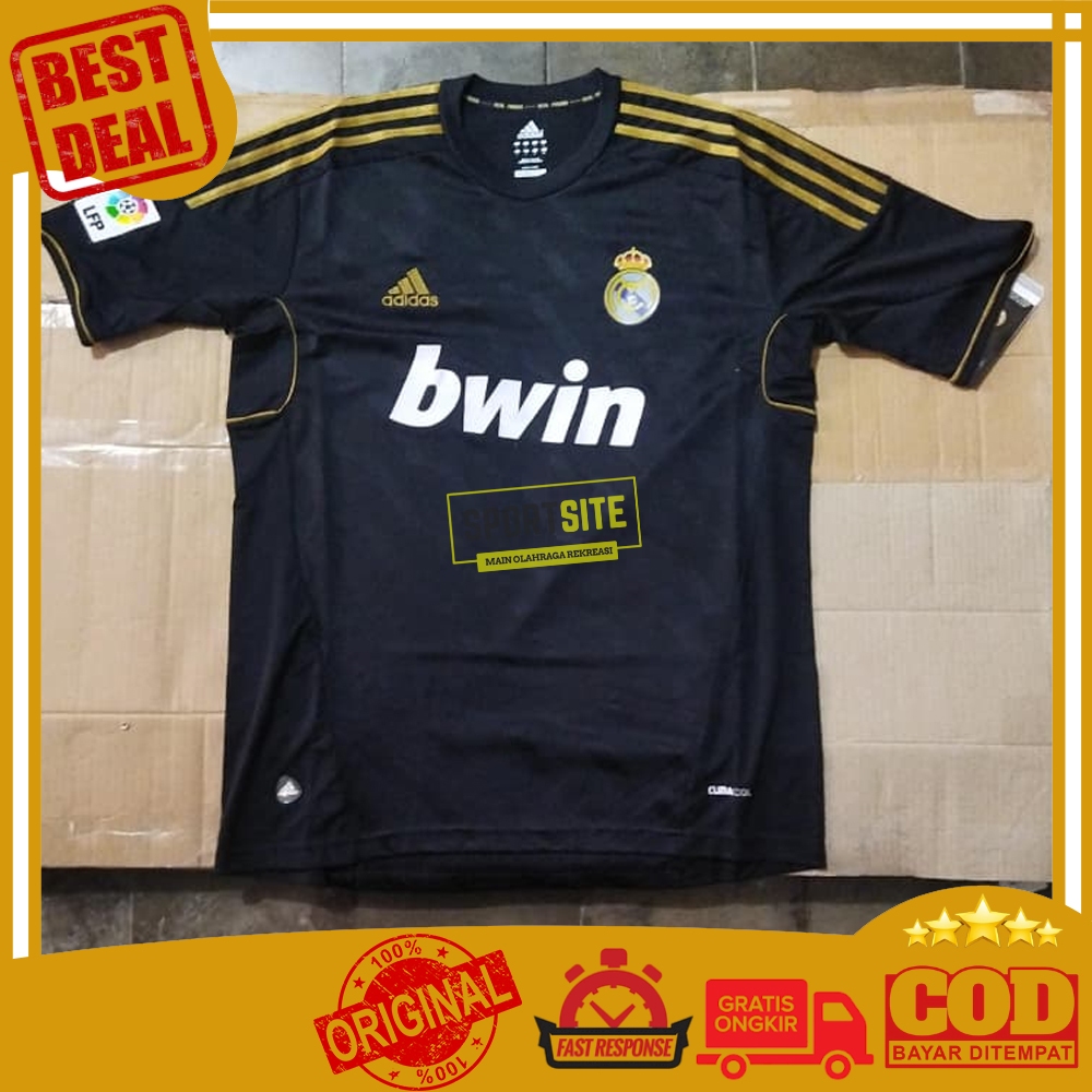 Kaos Adidas Jersey Real Madrid CF 2011 2012 Away Bwin Football Club Soccer Running Sports Shirt JSY 