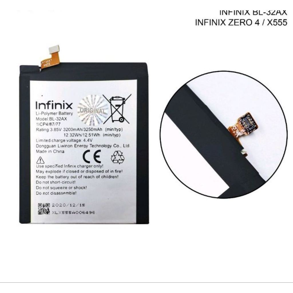 Baterai Batre Battery Infinix Zero 4 X555 BL-32AX BL32AX  Original 100% New Protector Garansi 6 Bula