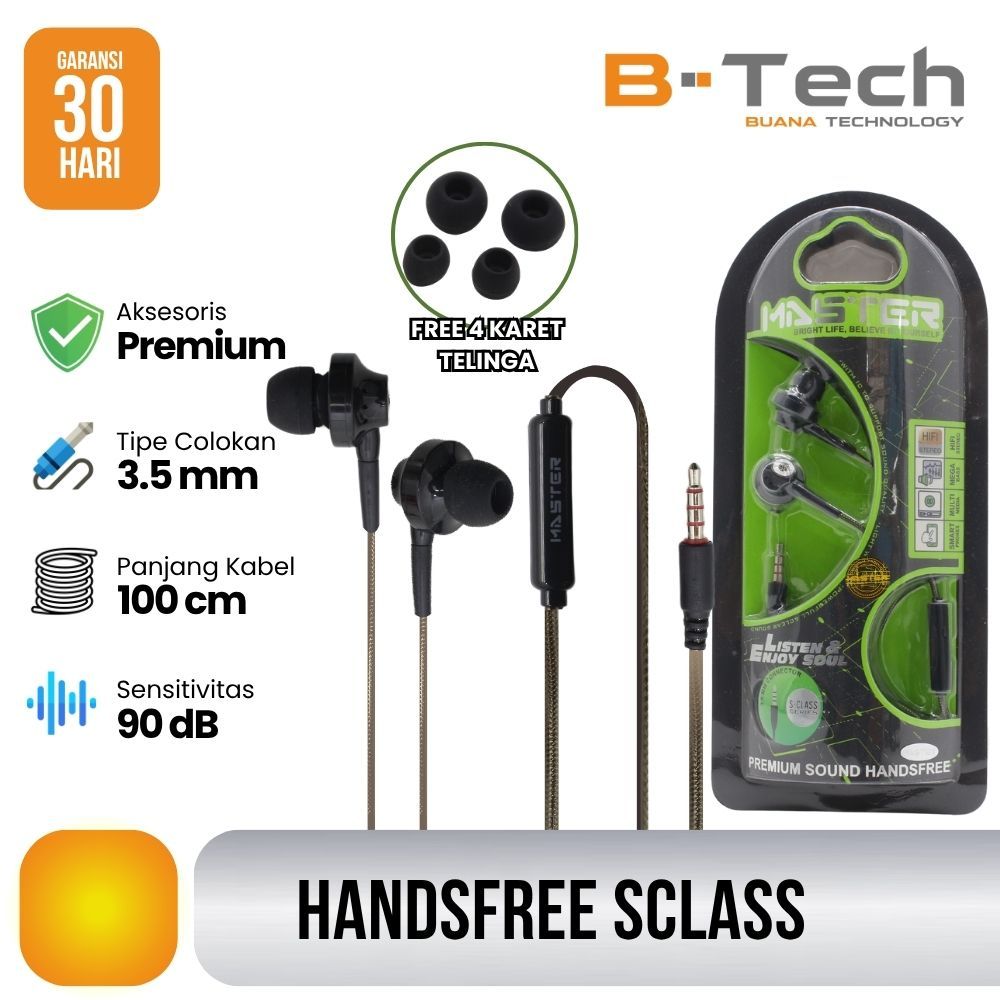 Headset Bass Earphone Headphone Android MASTER SClass - Garansi 30 Hari