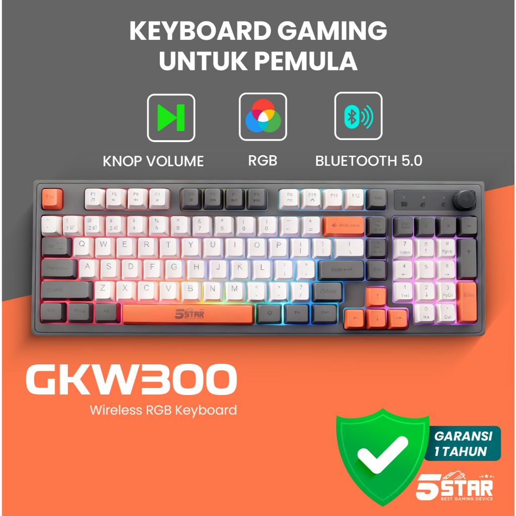 5Star Keyboard Wireless Gaming Bluetooth for PC LaptopWin/Mac HP (Android/iOS) GKW300