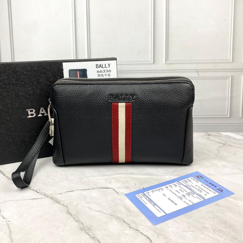 CLUTCH POUCH BAG PRIA BL7278 BLACK LEATHER MIRROR BRANDED