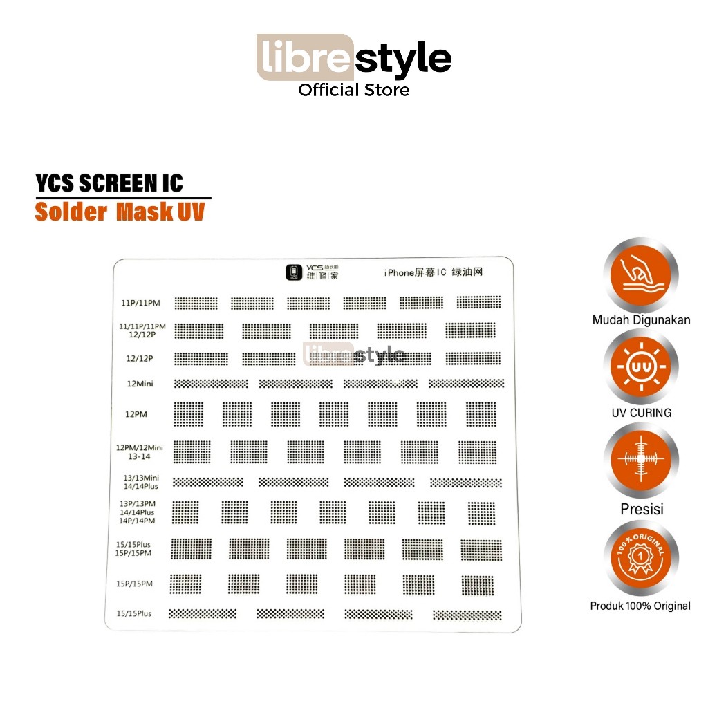 YCS Screen IC Solder Mask Stencil UV Original - Tools Bantuan Untuk Perbaikan CPU IP - Screen IC UV 