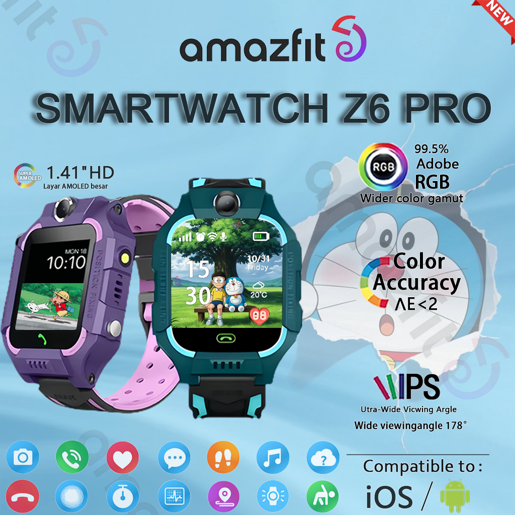 Amazfit Anti Air IP67 Jam tangan anak untuk telepon anak Gps Digital Smartwatch anak Waterproof Kids
