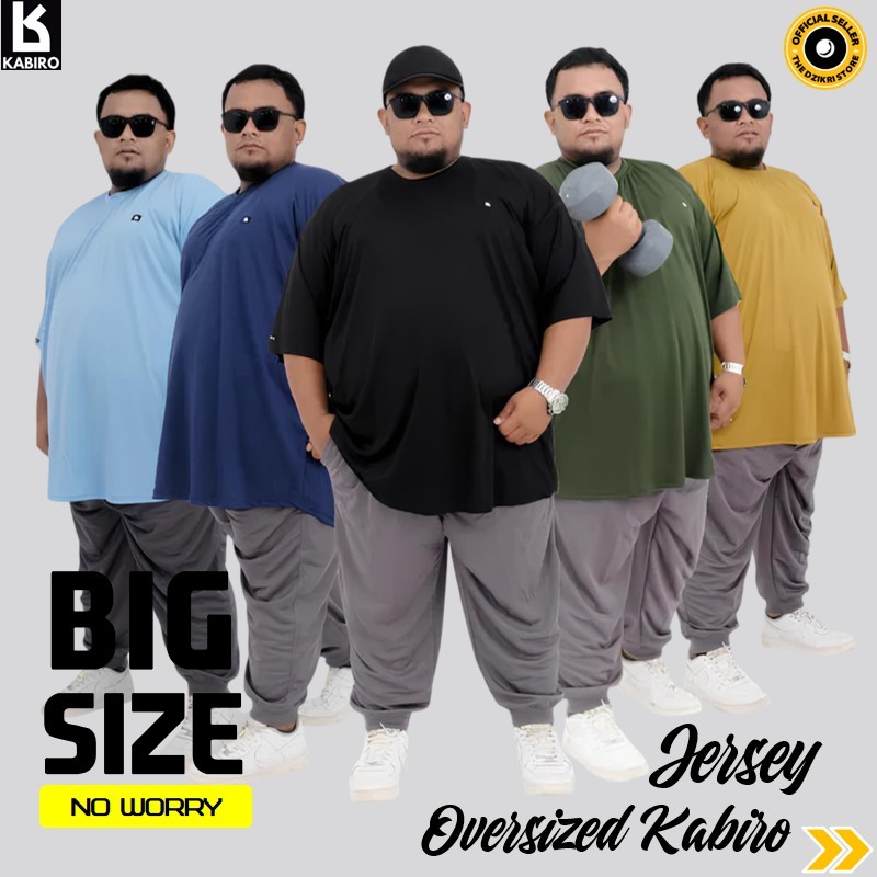 Big Size Kaos Jersey Oversize Kabiro Kasual Muslim Jumbo Maxi Olahraga Pria Original 3XL 4XL 5XL 6XL