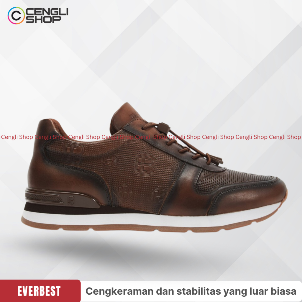 EM21 EVERBEST SEPATU SNEAKER PRIA ORIGINAL CASUAL KETS ASLI ORI COKLAT BROWN
