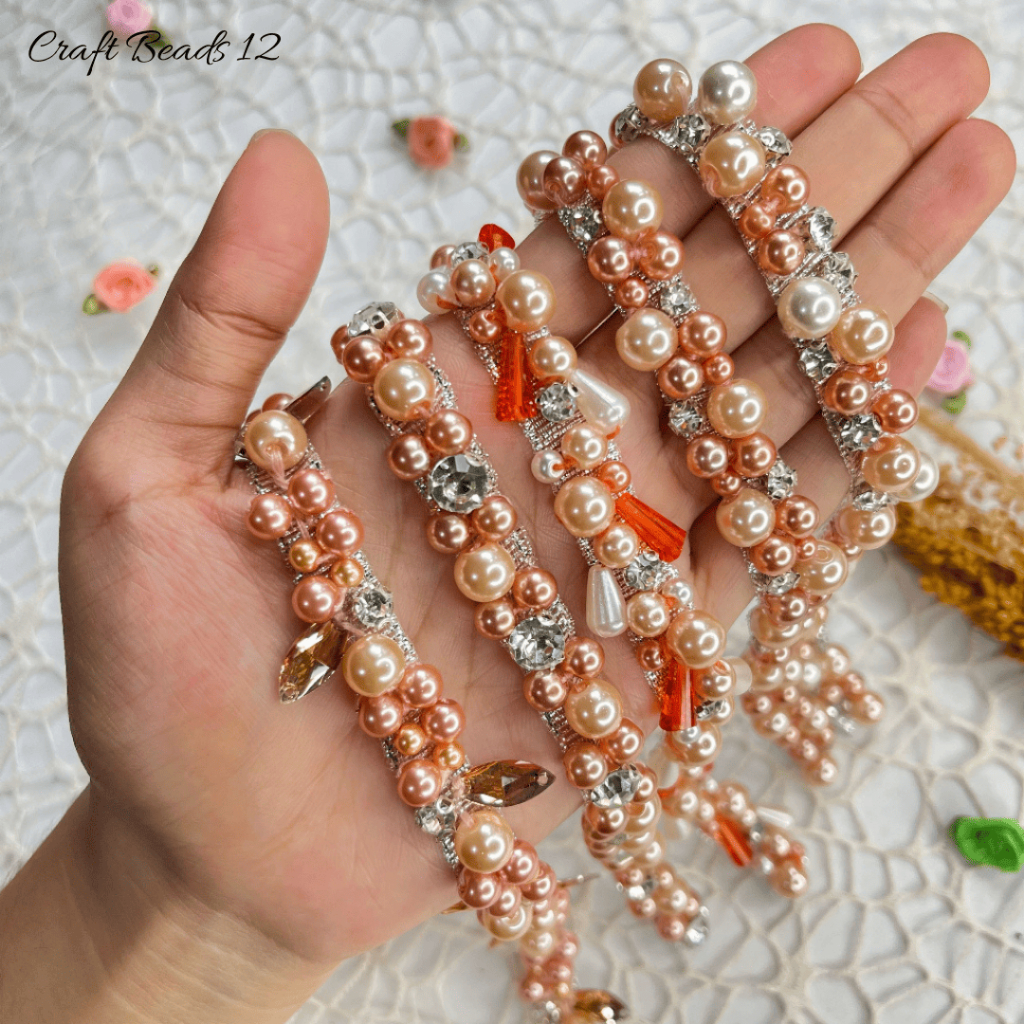 Payet Rangkai Mutiara Peach Series / Payet Mutiara / Payet Leher / Payet Dada / Payet Pinggang