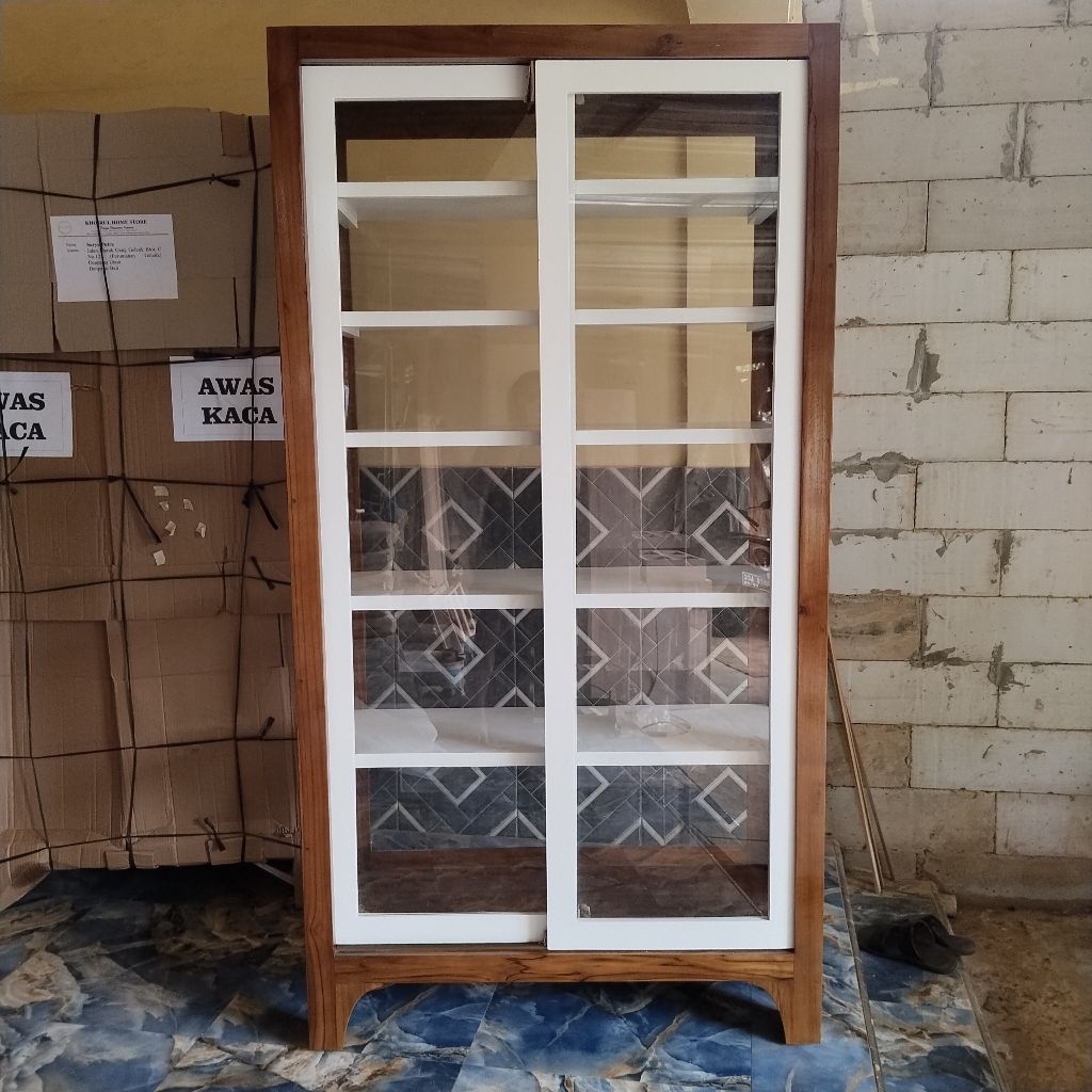 almari kaca minimalis moderen almari pintu sliding kayu jati almari kaca pintu 2