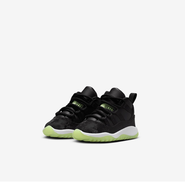 Sepatu Basket Anak Jordan 11 Retro Black Barely Volt (TD) IB1380-001 Original