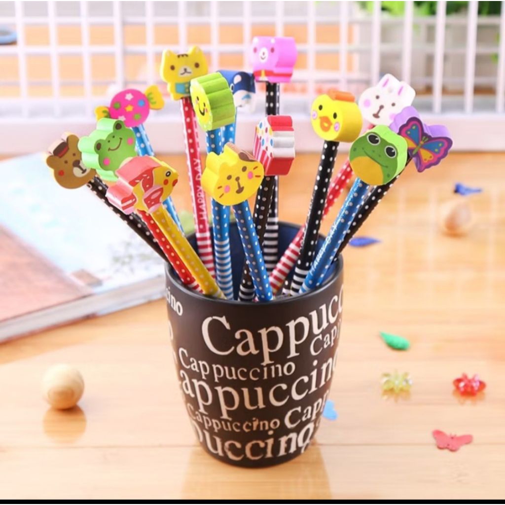Pensil Penghapus/Pensil Karakter Lucu/Pensil + Penghapus