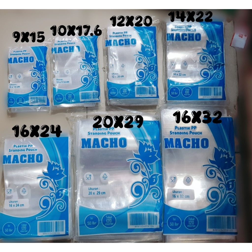 plastik standing pouch-plastik berdiri merek  macho {isi 50 pcs}