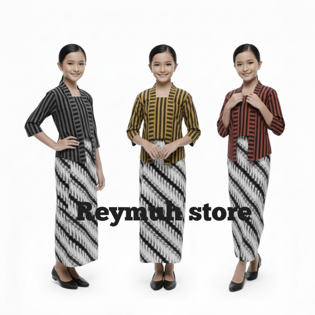 Setelan Baju Kebaya Lurik Anak - Baju Adat Anak Perempuan - Setelan Baju Adat Jawa Tengah