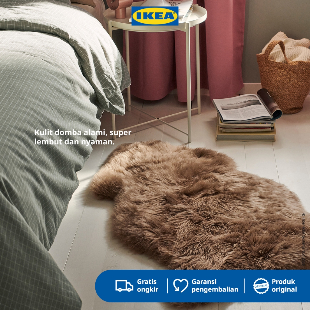 IKEA ULLERSLEV Karpet Kulit Domba Serbauguna Cokelat Muda 85cm