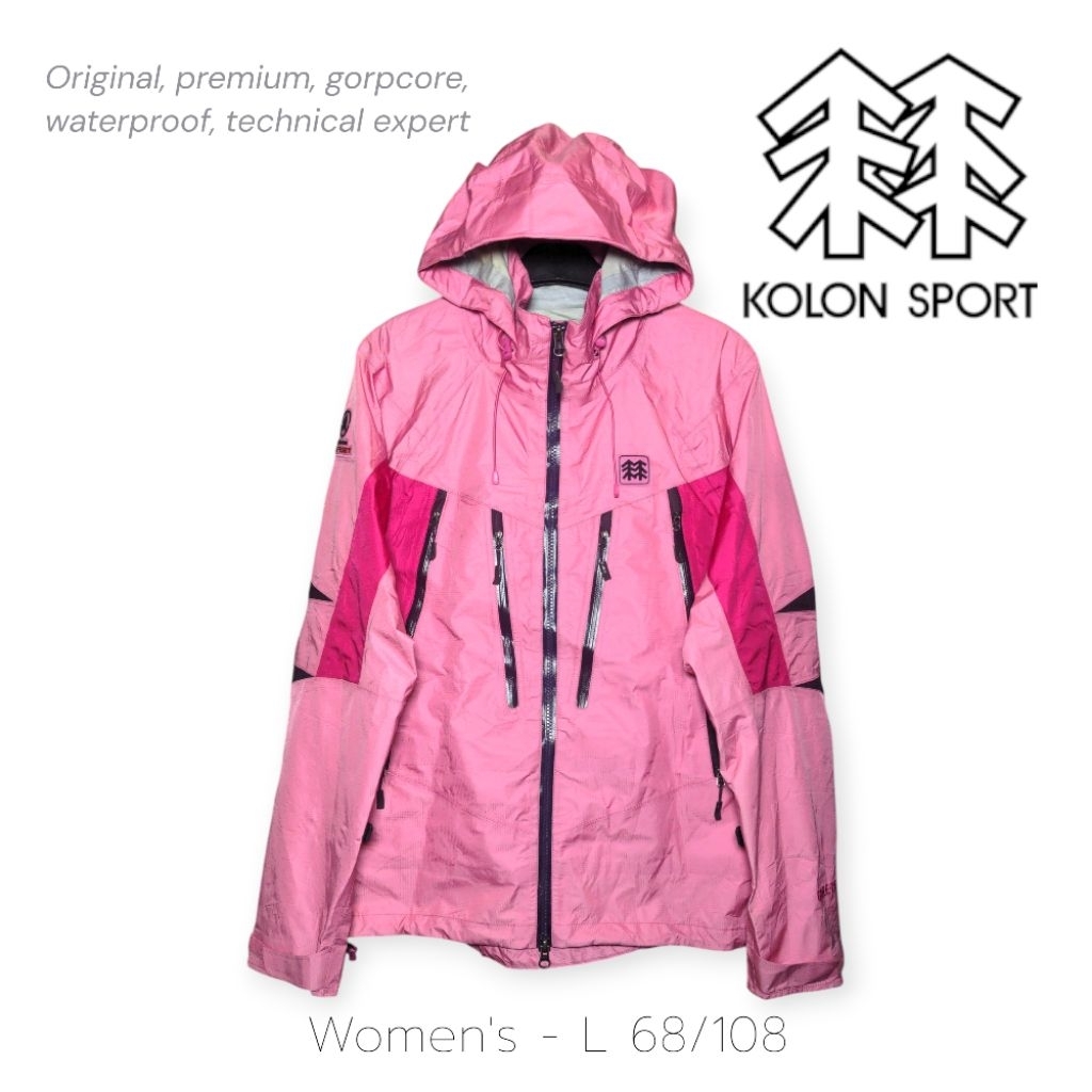 KOLON SPORT Gorpcore Gore-tex Waterproof Outdoor Jacket Original No minus Pink Untuk Wanita Premium 