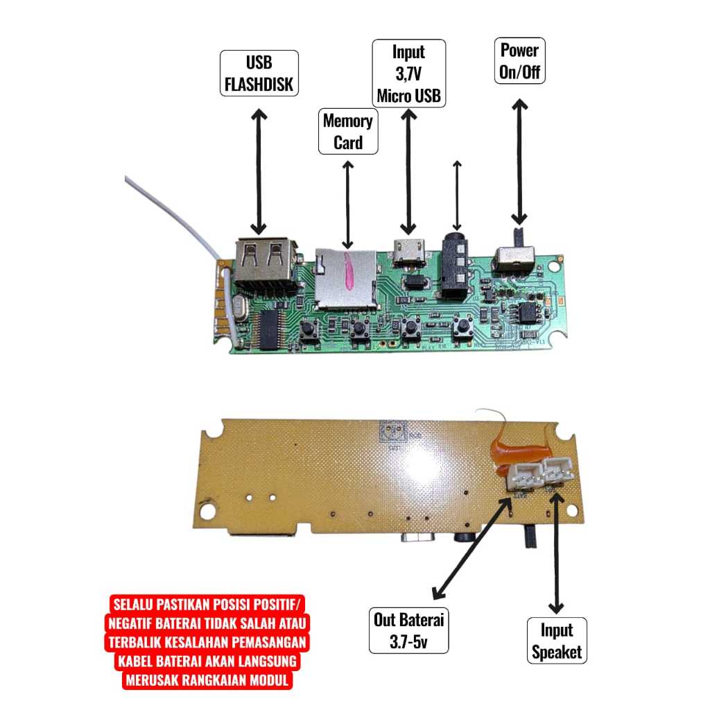 MODULE MODUL MP3 BLUETOOTH 3.7V-5V MODUL MUSIK BOX BT COPOTAN RADIO AUX FLASHDISK MEMORY CARD STEREO