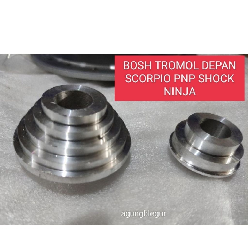 BOSH TROMOL DEPAN SCORPIO PNP AS SHOCK NINJA / BOSHING TROMOL DEPAN YAMAHA SCORPIO MODEL CNC ALMUNIU