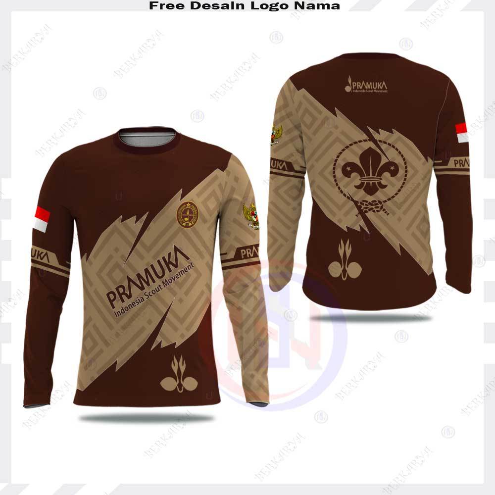 Baju Pramuka Kaos Jersey Pramuka Baju Kaos Pria-Wanita lengan panjang Kaos Pramuka Pembina Fullprint