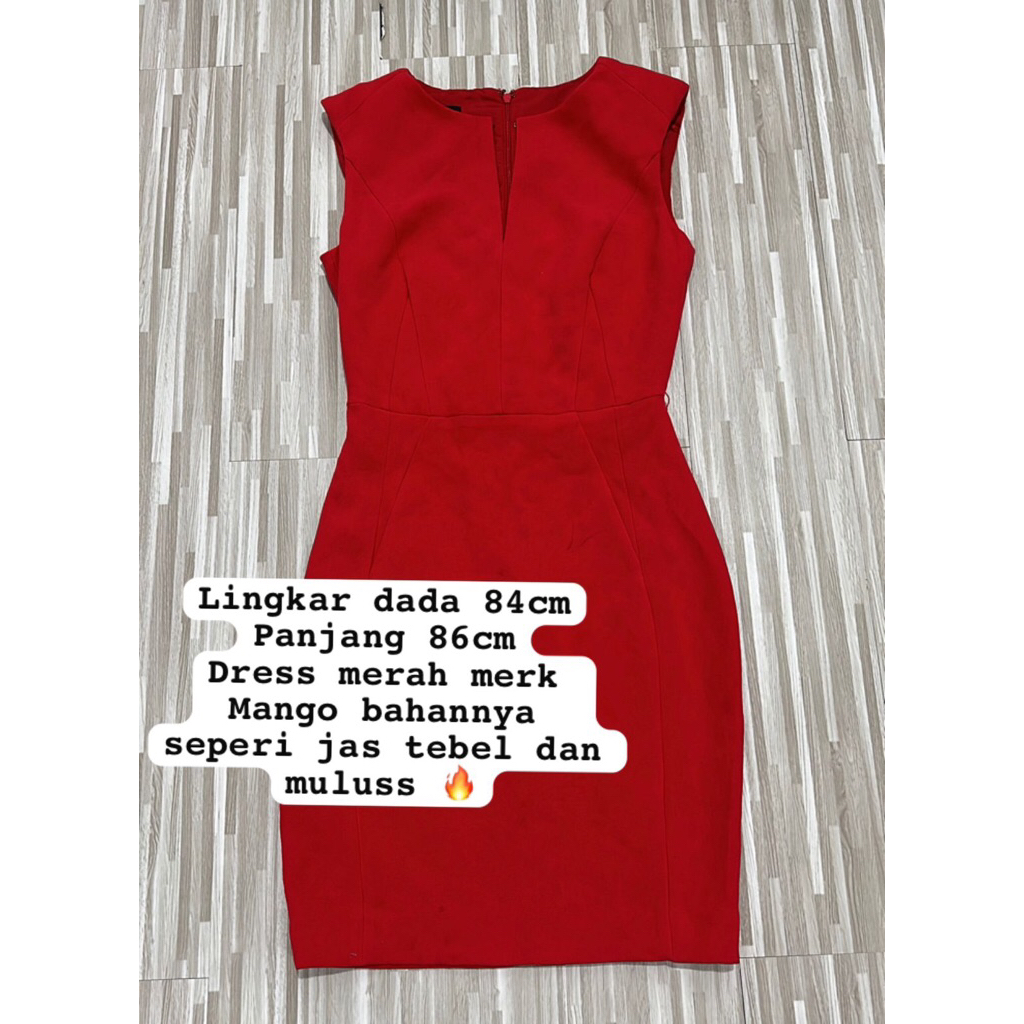 Dress merah brand tebel elegan