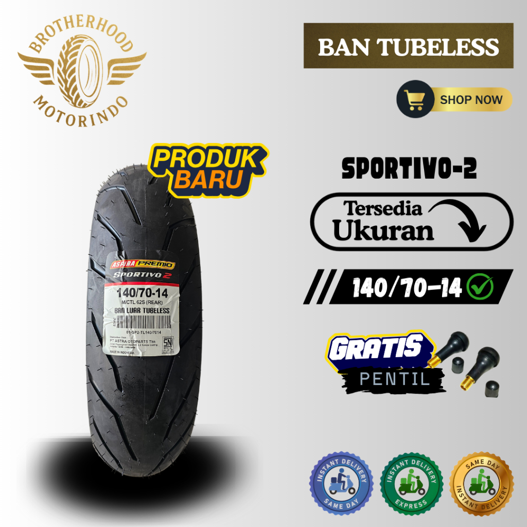 BAN ASPIRA TUBELES SPORTIVO 2 140/70-14 / BAN RING 14 / 140 70 14 / BAN MOTOR MATIC / BAN MOTOR AERO