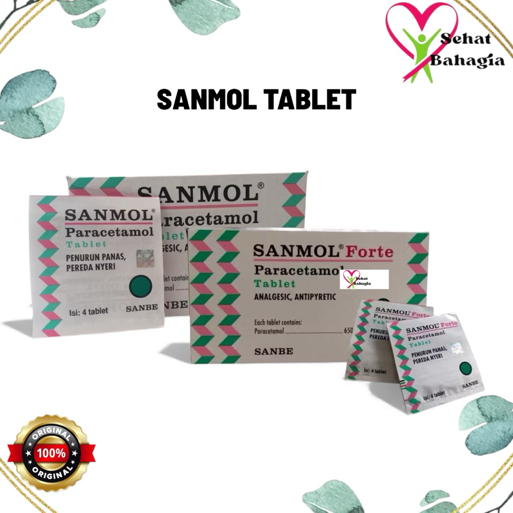 Sanmol Tablet- Pereda Demam dan Nyeri - Sanmol/ Sanmol Forte - 4 Tablet