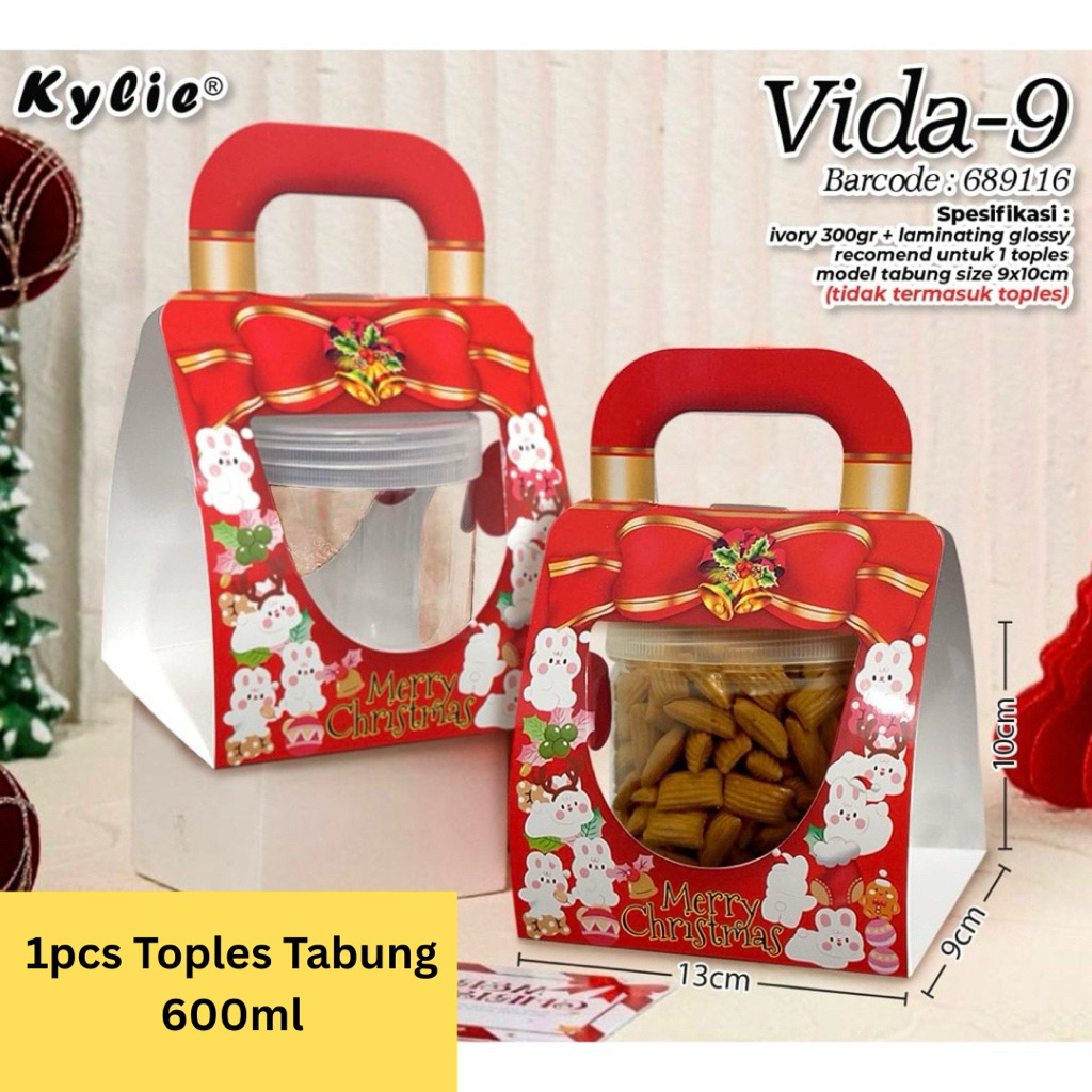 VIDA - (1pcs) Box Kue Hampers Toples Natal Christmas toples tabung 600ml / 1000ml isi 1