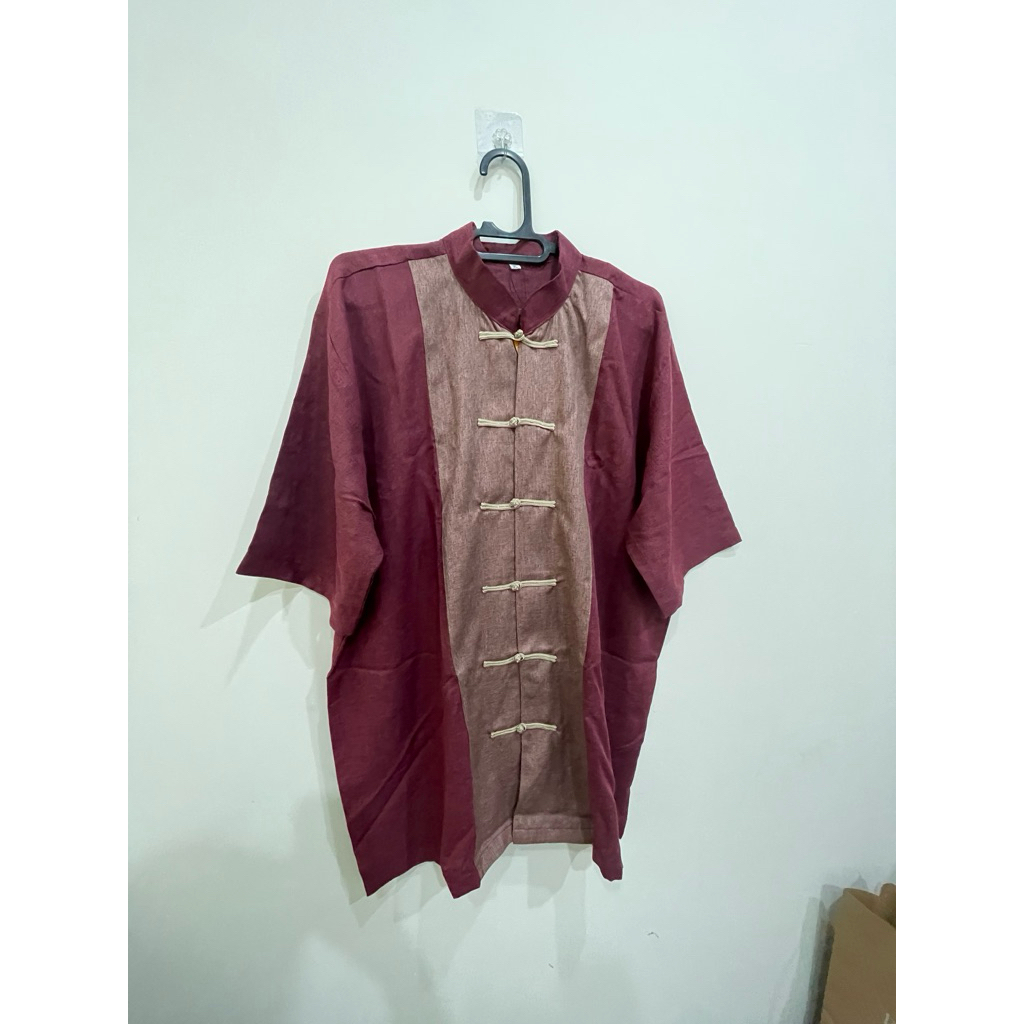 CHEONGSAM IMLEK PRIA MAROON JUMBO BIG SIZE