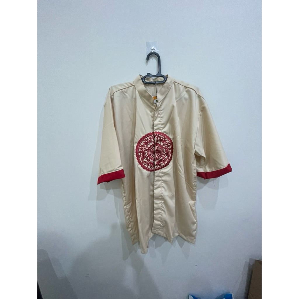 CHEONGSAM IMLEM PRIA CREAM MERAH JUMBO