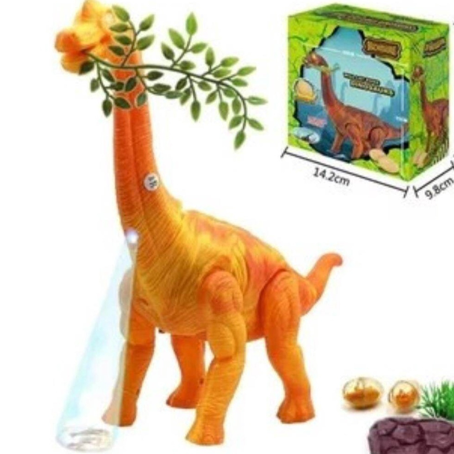 Mainan Dinosaurus Berjalan Bunyi Nyala Telur Dinosaurus Gigit Daun