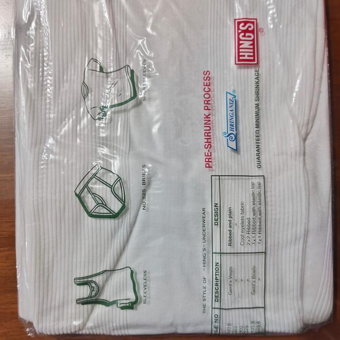 Re0H- Singlet Hings Hongkong 323 / Singlet Putih Hings Hijau Size 38/40/42