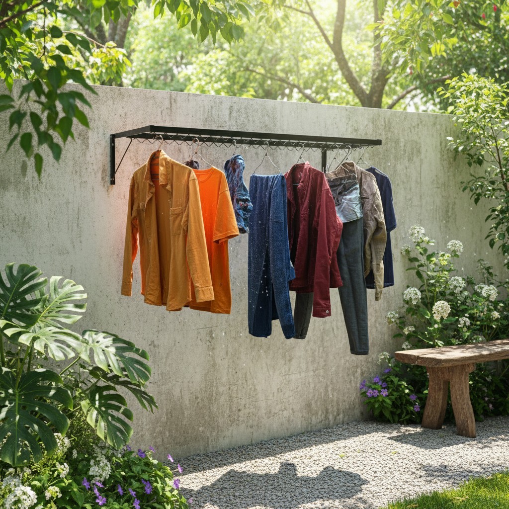 Jemuran Baju Tempel Dinding Praktis Bahan Besi / Jemuran Baju Dinding Panjang 100 cm dan 80 cm